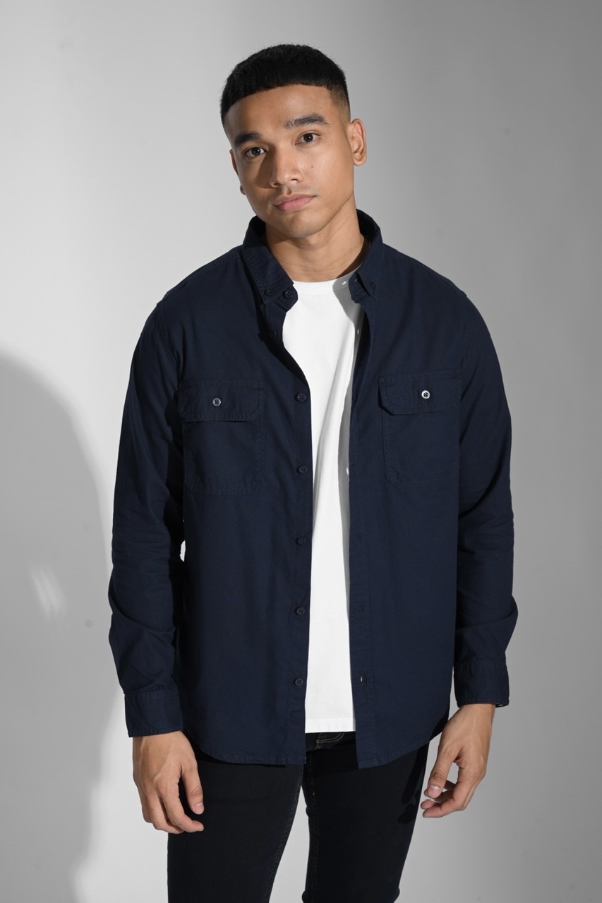 ULTIMATE LINEN LOOK WORKSHIRT NAVY