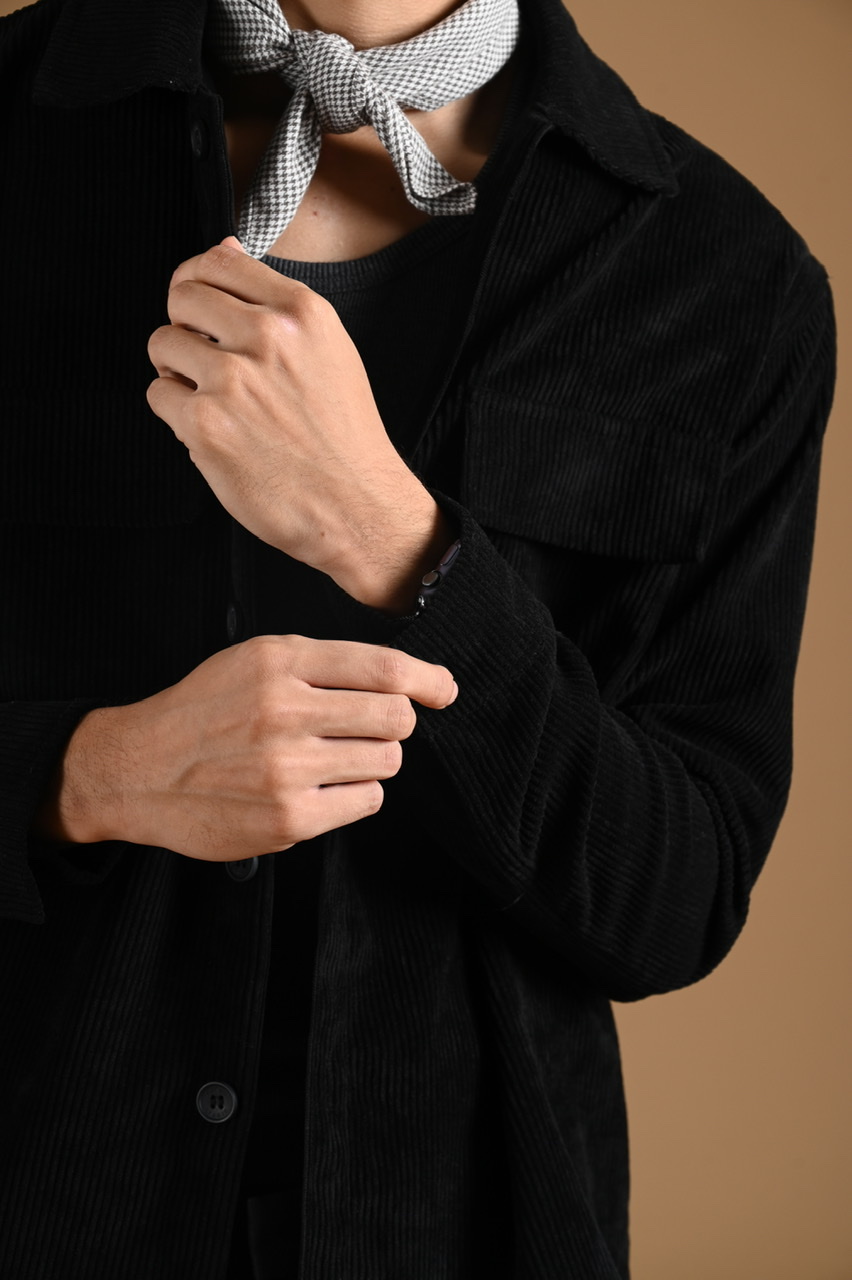 PODS02-CORDUROY OVERSHIRT JACKET BLACK