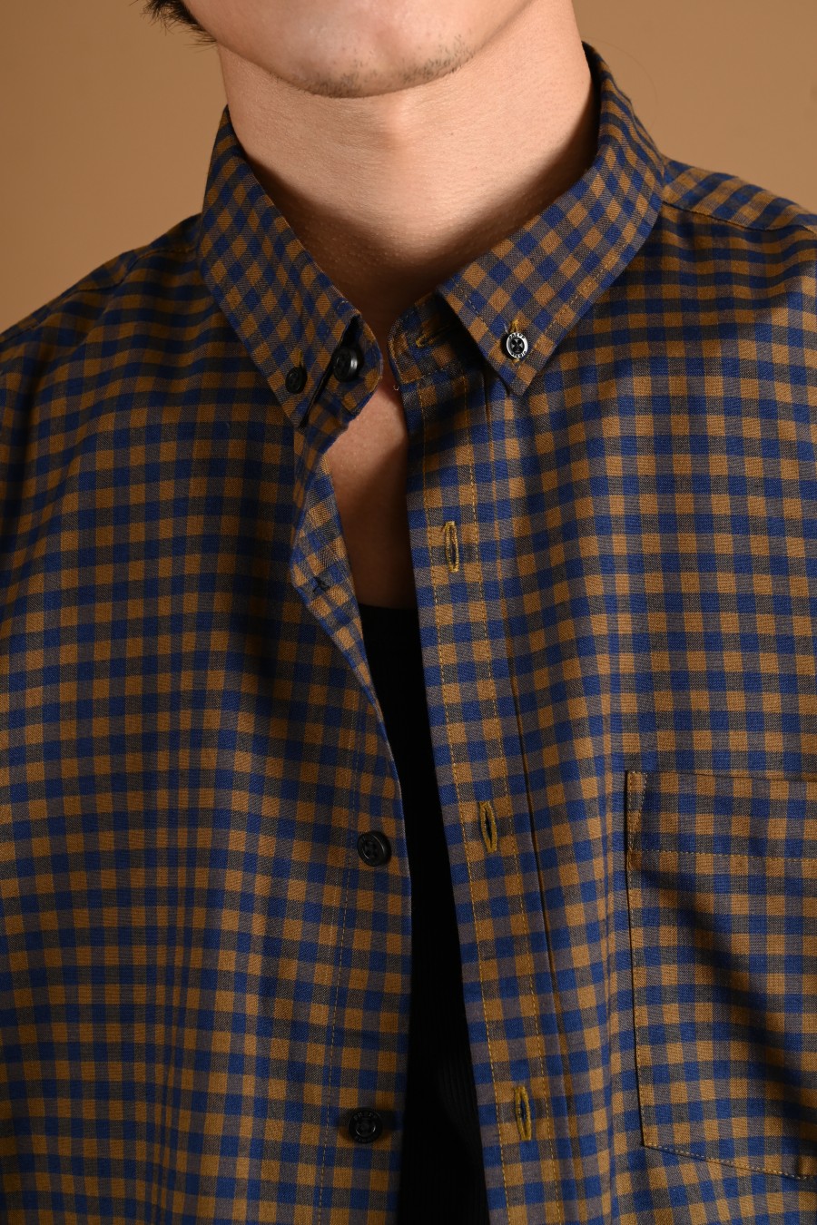 PSCQ05-GINGHAM LONG SLEEVE SHIRT PREPP SCOOTER EDITION BROWN