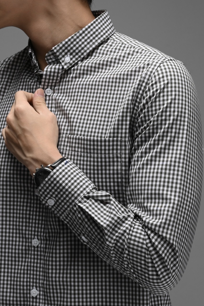 GINGHAM LONG SLEEVE SHIRT OLIVE