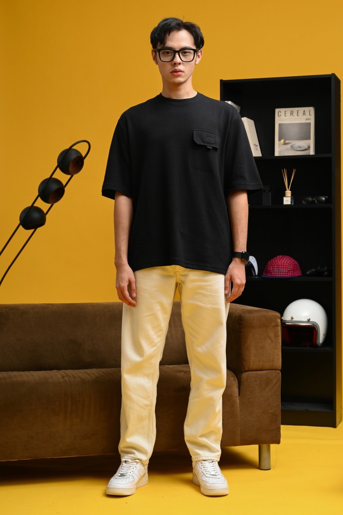 PTDJ02-POCKET OVERSIZED TEES BLACK