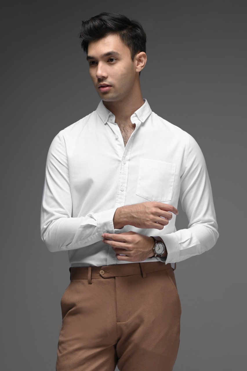 EXETER WHITE BUTTON LONG SLEEVE SHIRT WHITE