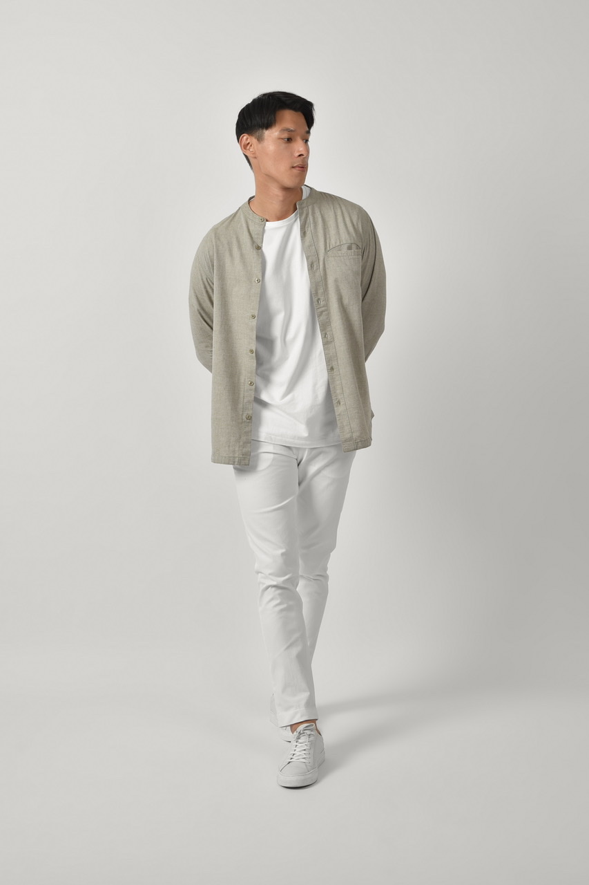 KALPEN COLLARLESS SHIRT OLIVE