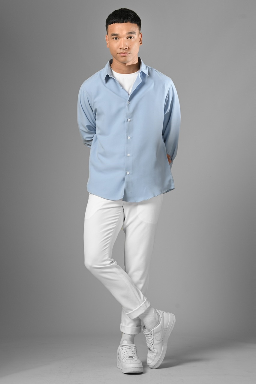 GANGNAM LONG SLEEVE SHIRT FADED BLUE