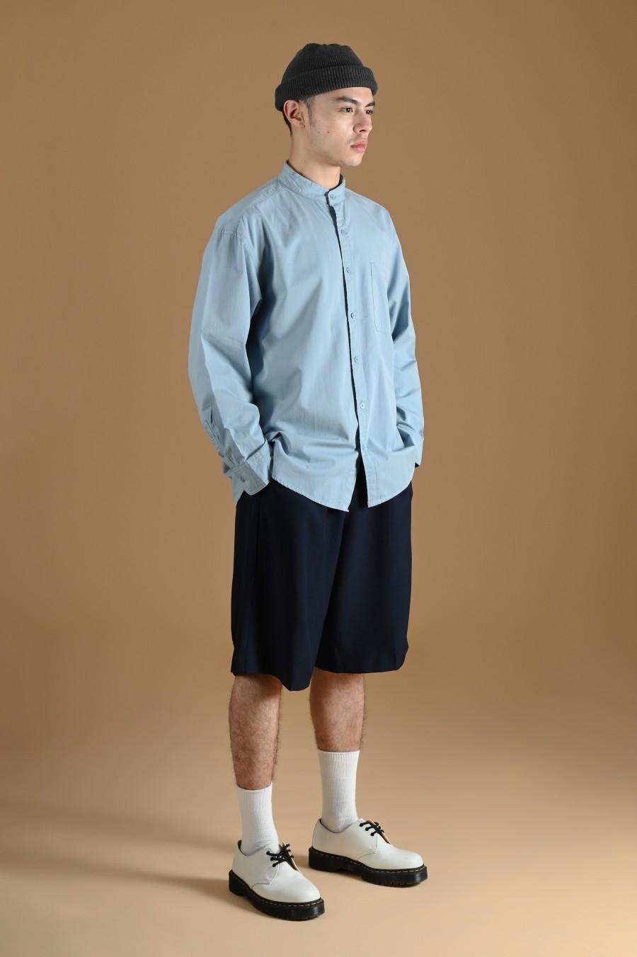 DREXEL OVERSIZED SHIRT STAND COLLAR FADED BLUE