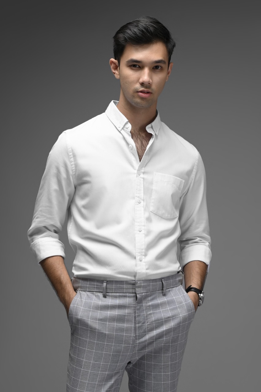 EXETER WHITE BUTTON LONG SLEEVE SHIRT WHITE