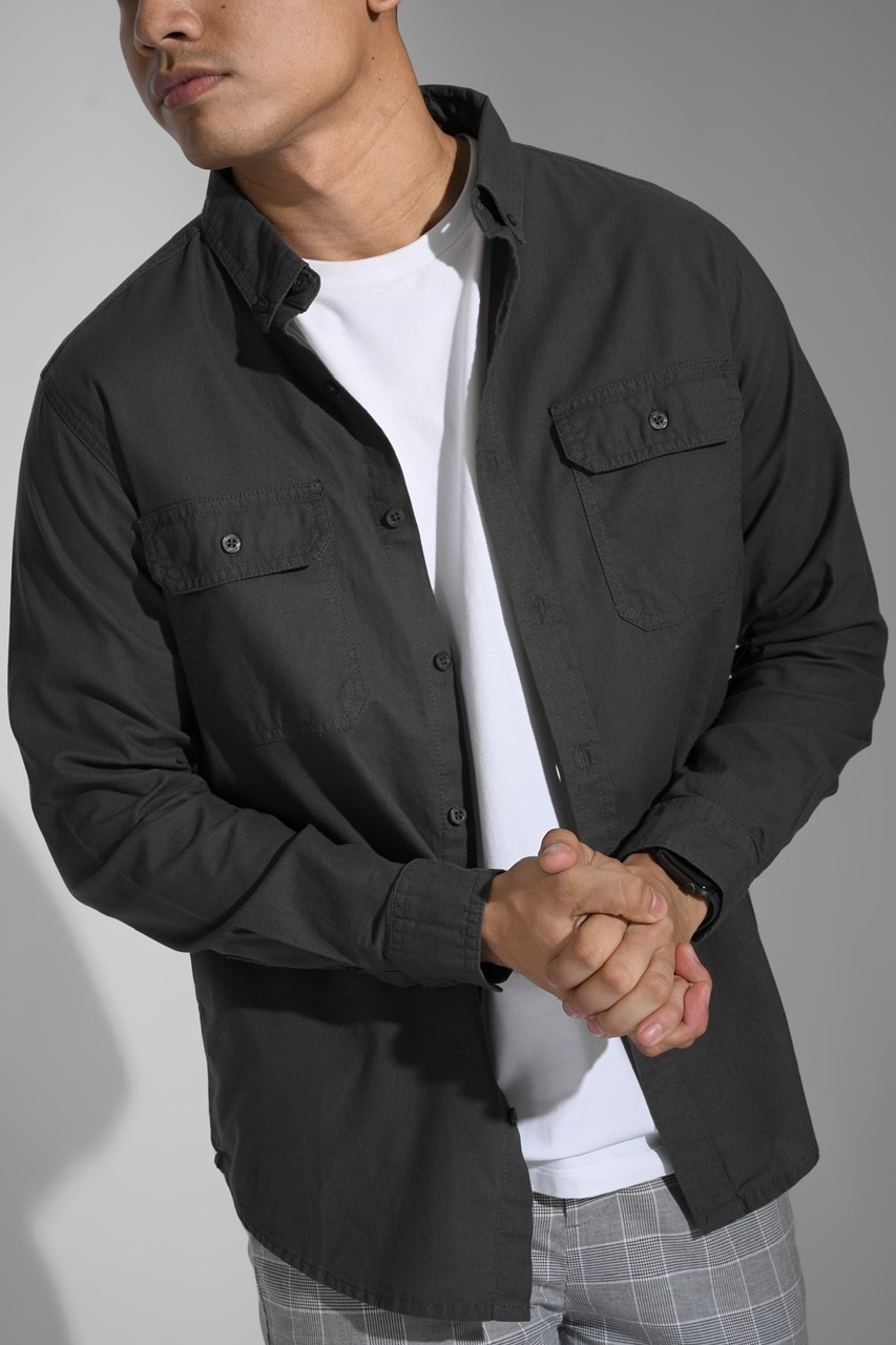ULTIMATE LINEN LOOK WORKSHIRT GREY