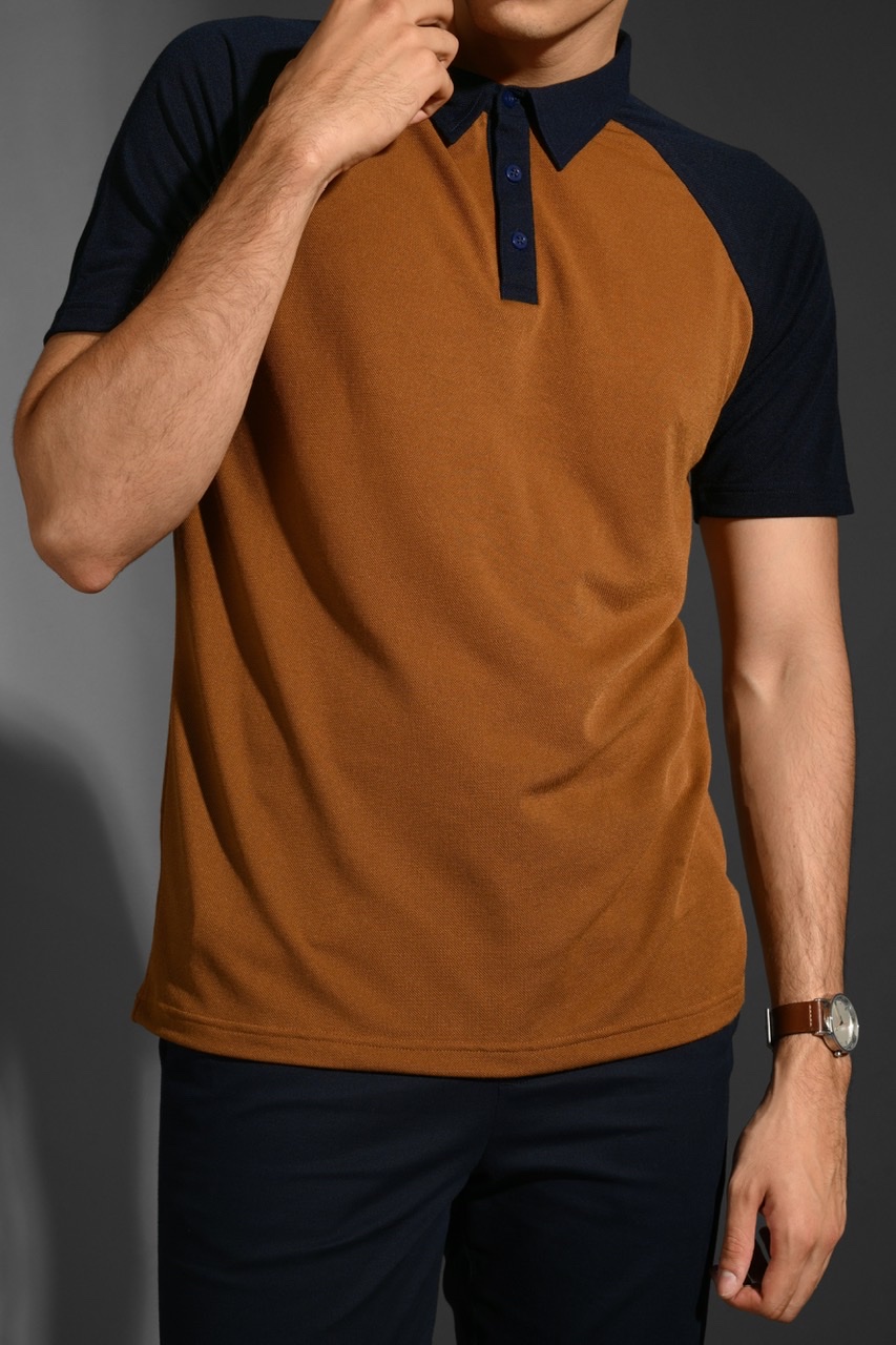 EAZYDRY POLO RAGLAN BROWN NAVY