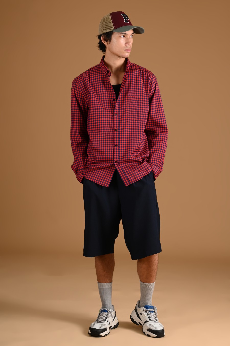 PSCQ65-GINGHAM LONG SLEEVE SHIRT PREPP SCOOTER EDITION RED