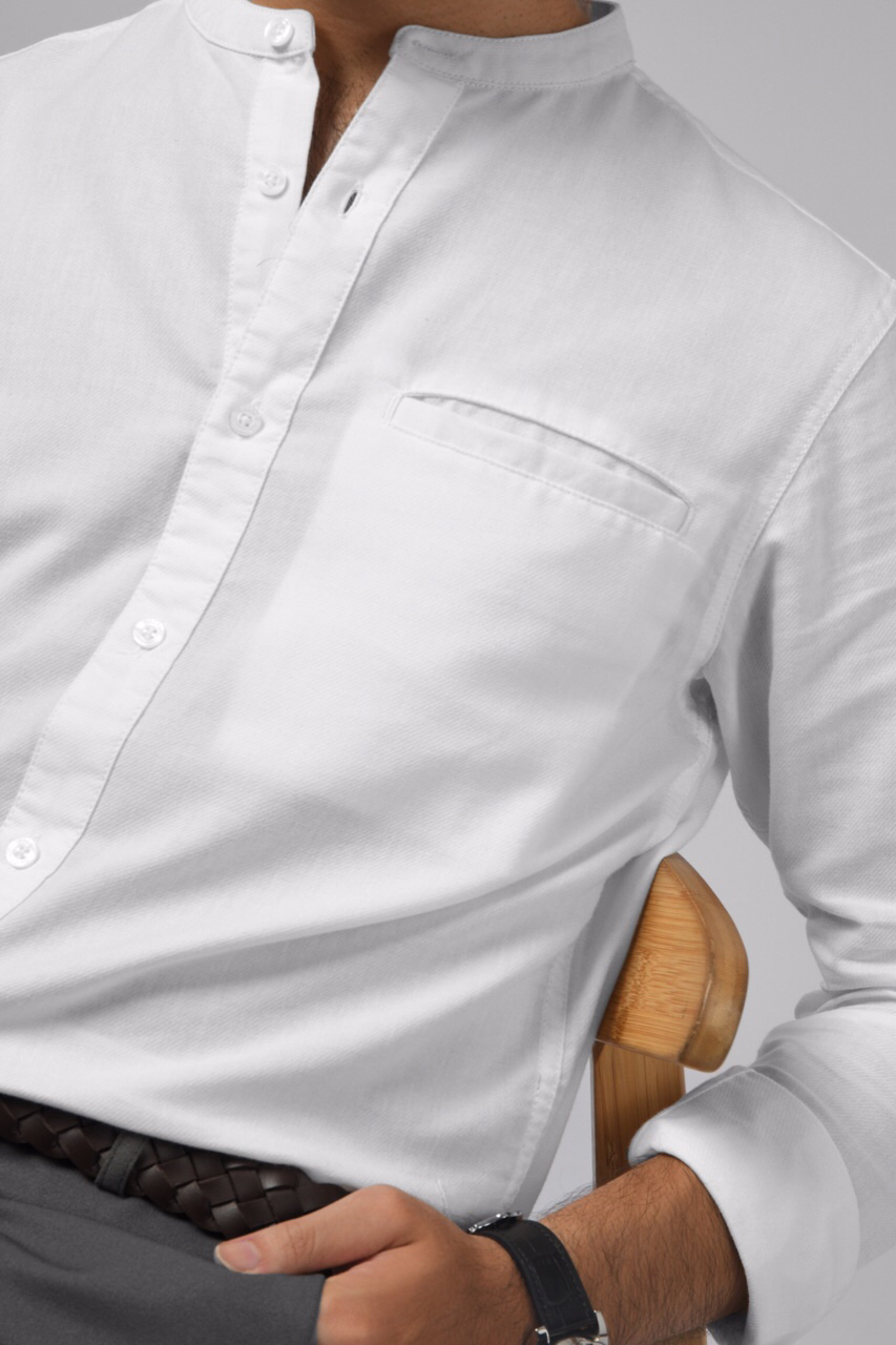 PSBC17-KALPEN COLLARLESS SHIRT WHITE