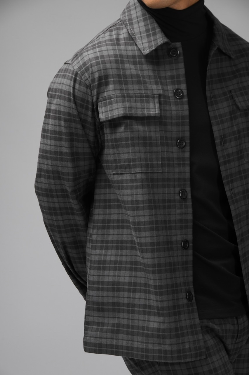 ROYAL TARTAN JACKET GREY ON BLACK