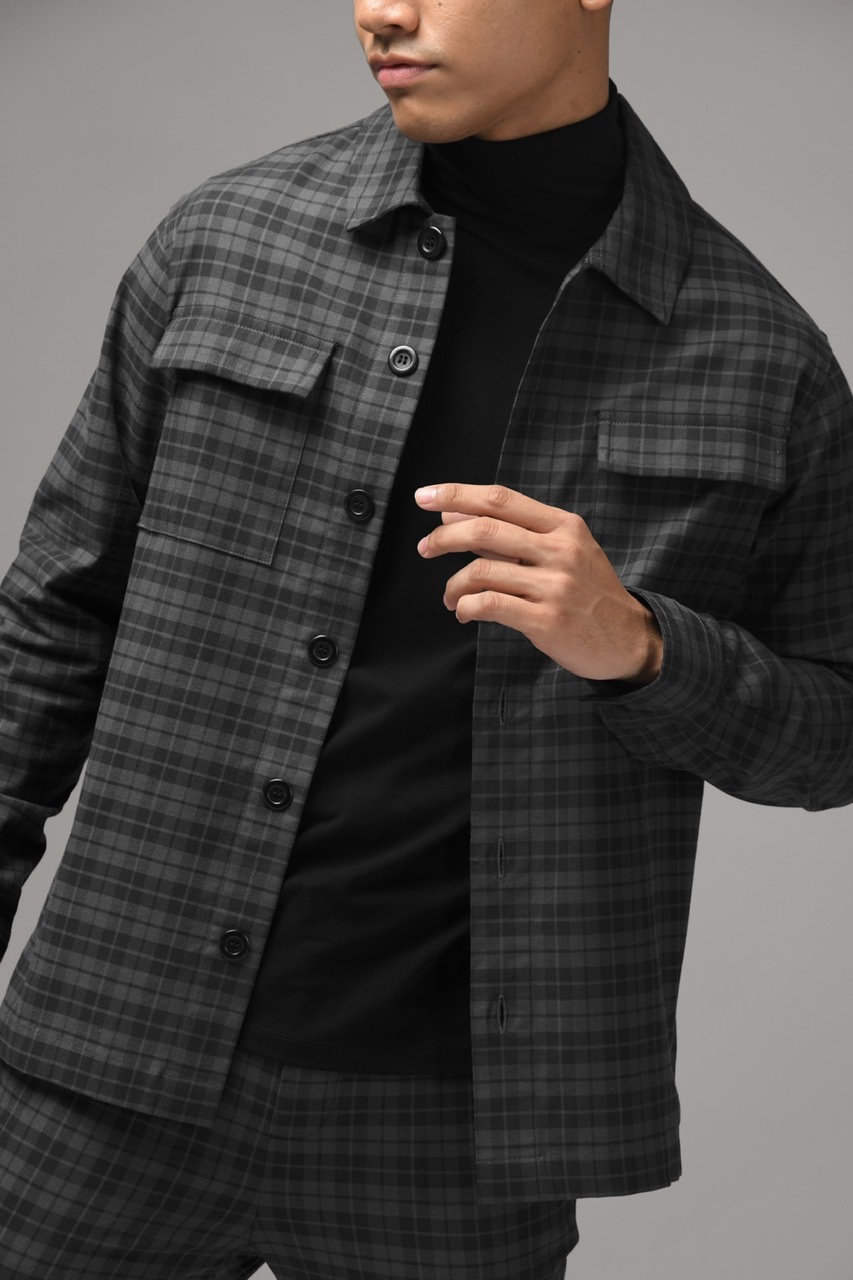 ROYAL TARTAN JACKET GREY ON BLACK
