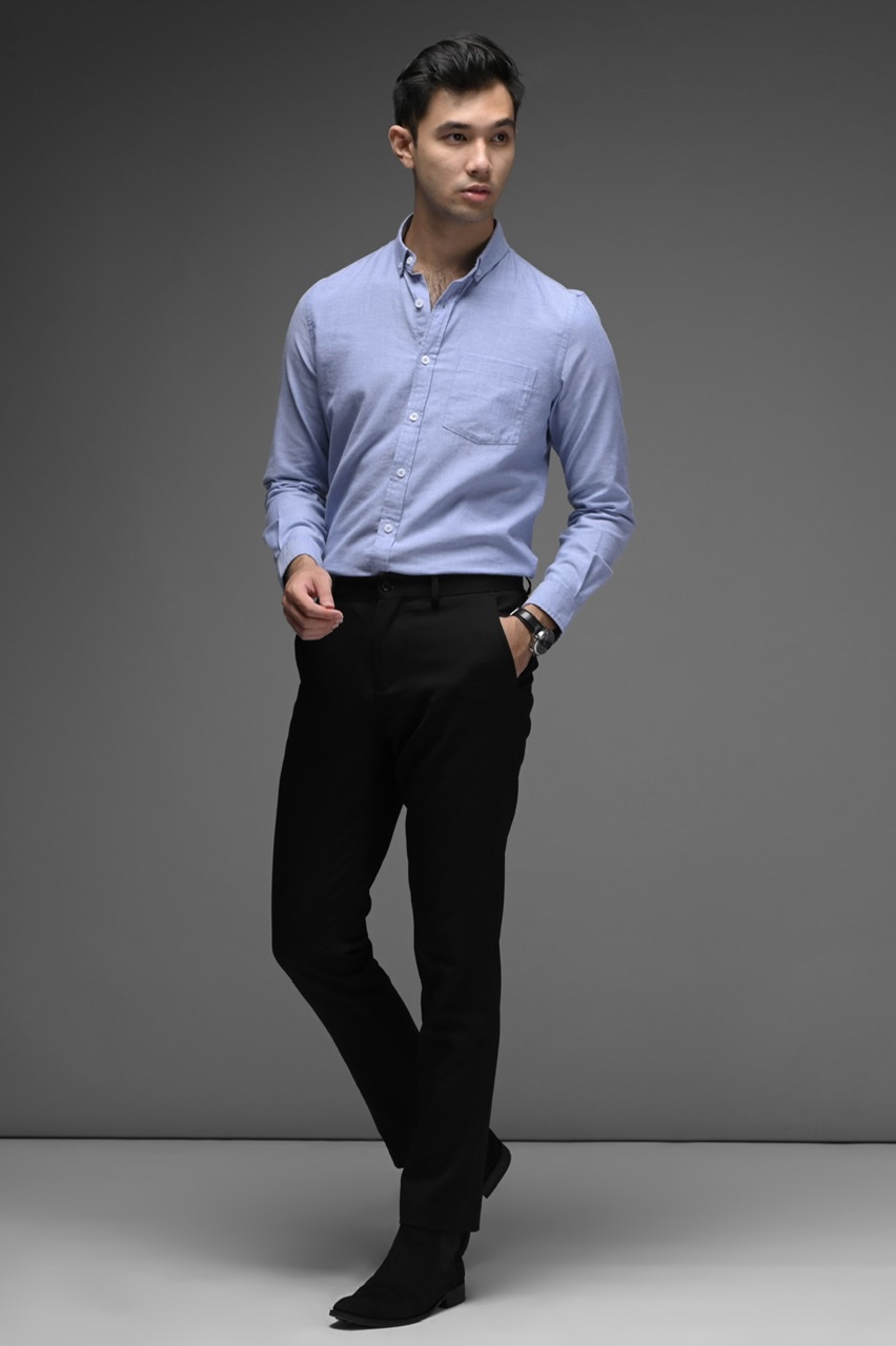 EXETER WHITE BUTTON LONG SLEEVE SHIRT LIGHT BLUE