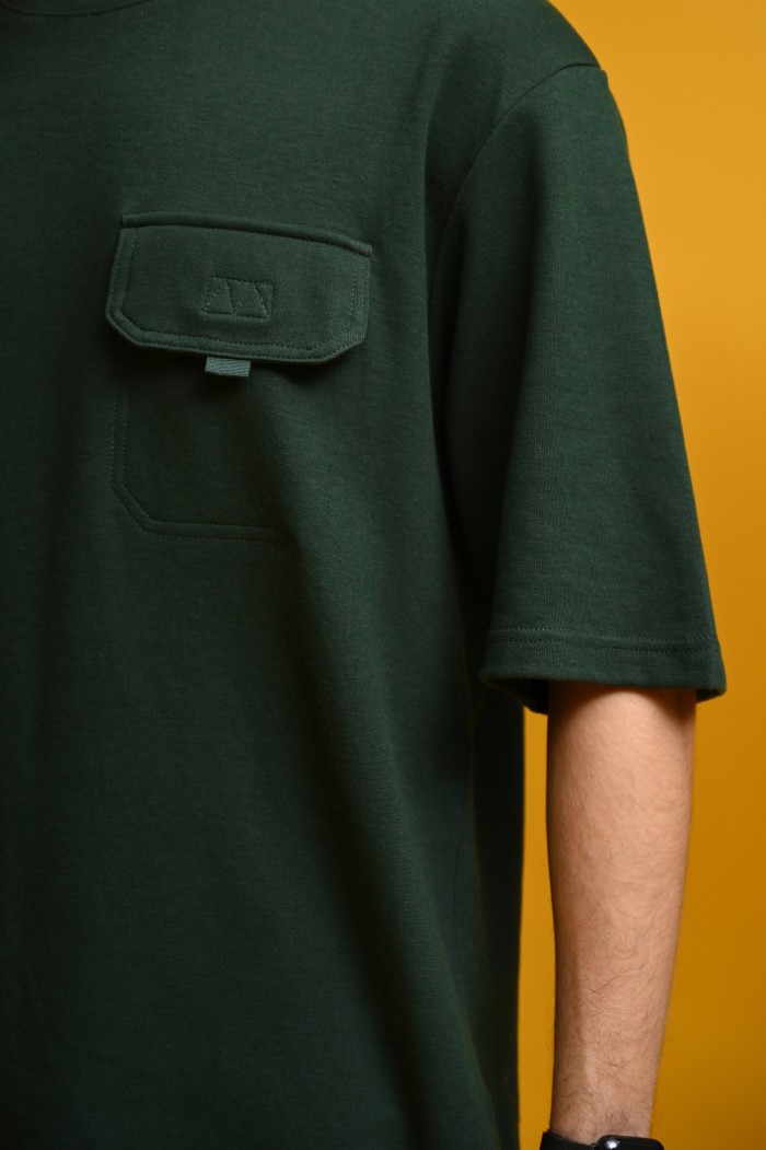 PTDJ55-POCKET OVERSIZED TEES FOREST GREEN