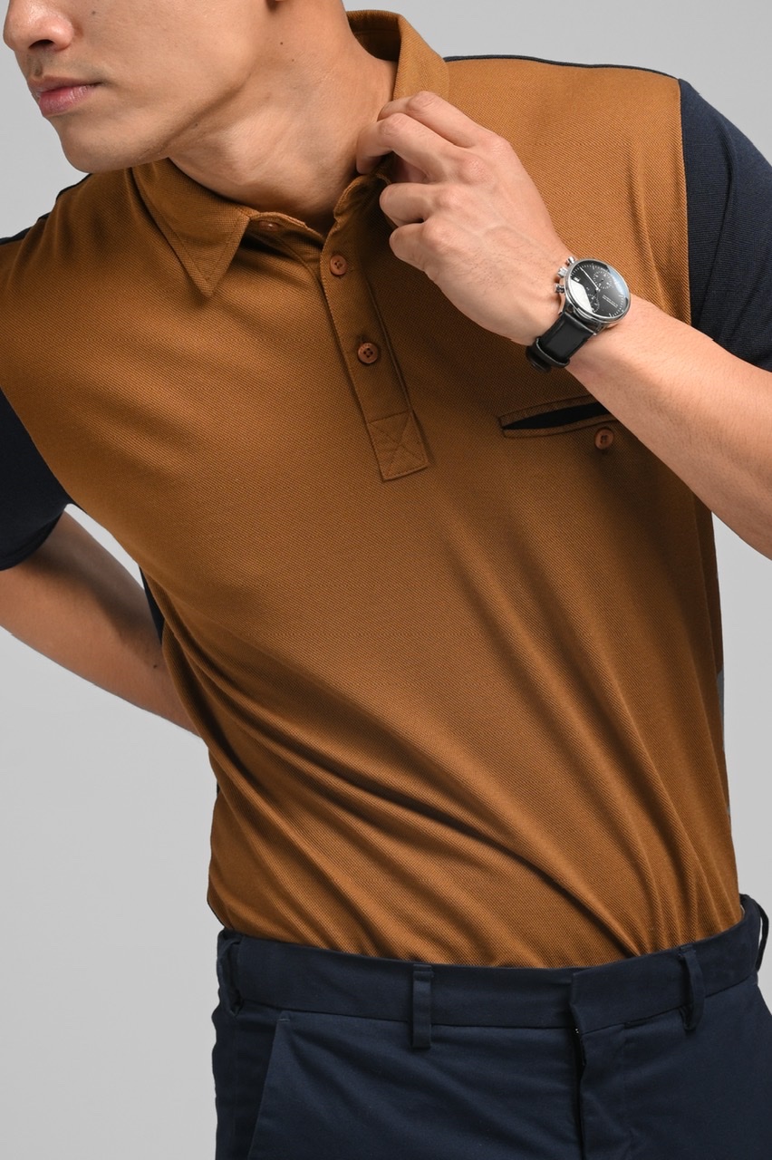PLBL05-EAZYDRY POLO TWO TONE BROWN NAVY