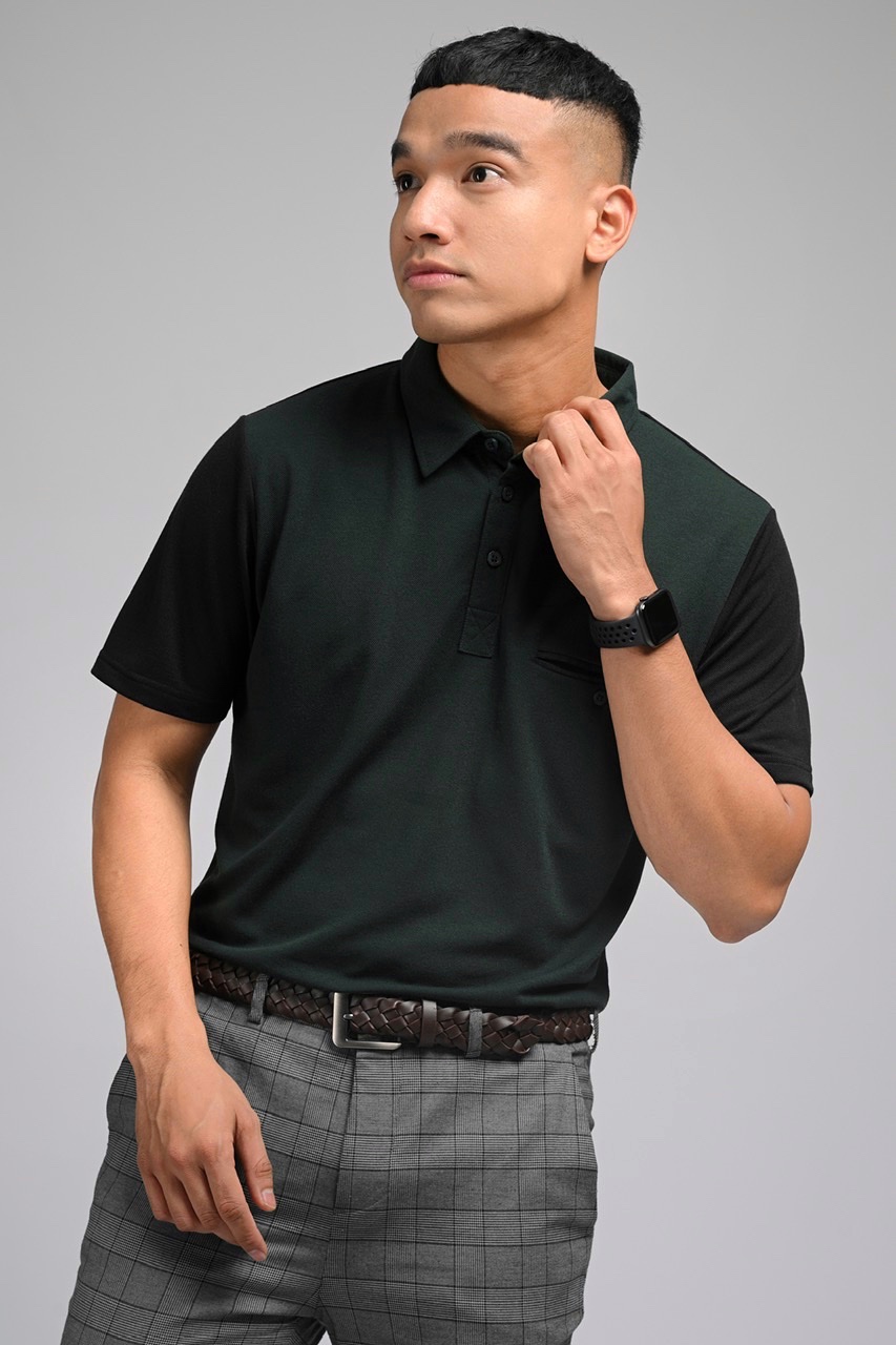 PLBL43-EAZYDRY POLO TWO TONE SYCAMORE BLACK