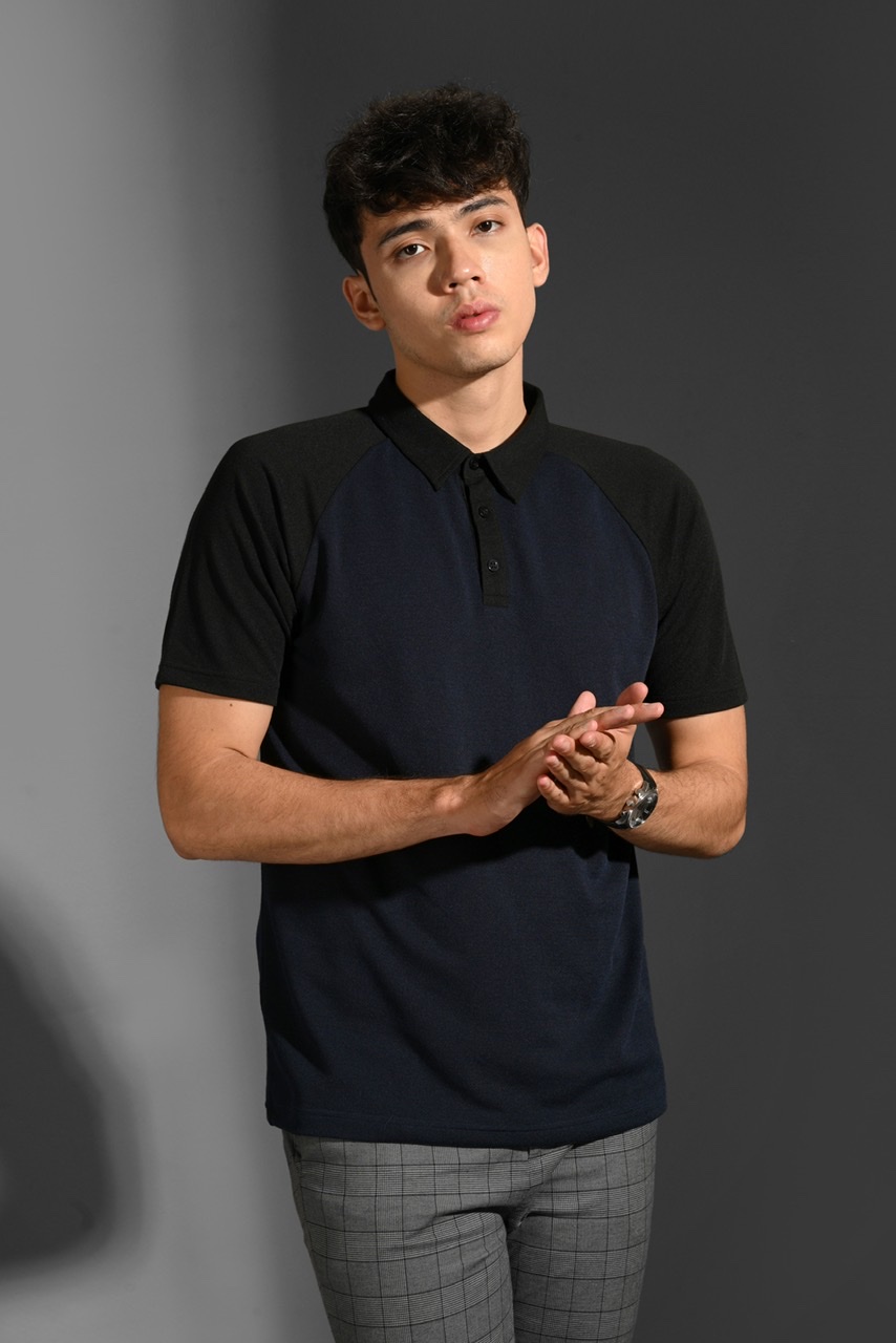 EAZYDRY POLO RAGLAN NAVY BLACK