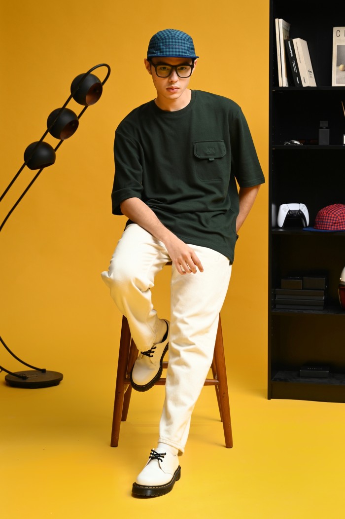 PTDJ55-POCKET OVERSIZED TEES FOREST GREEN