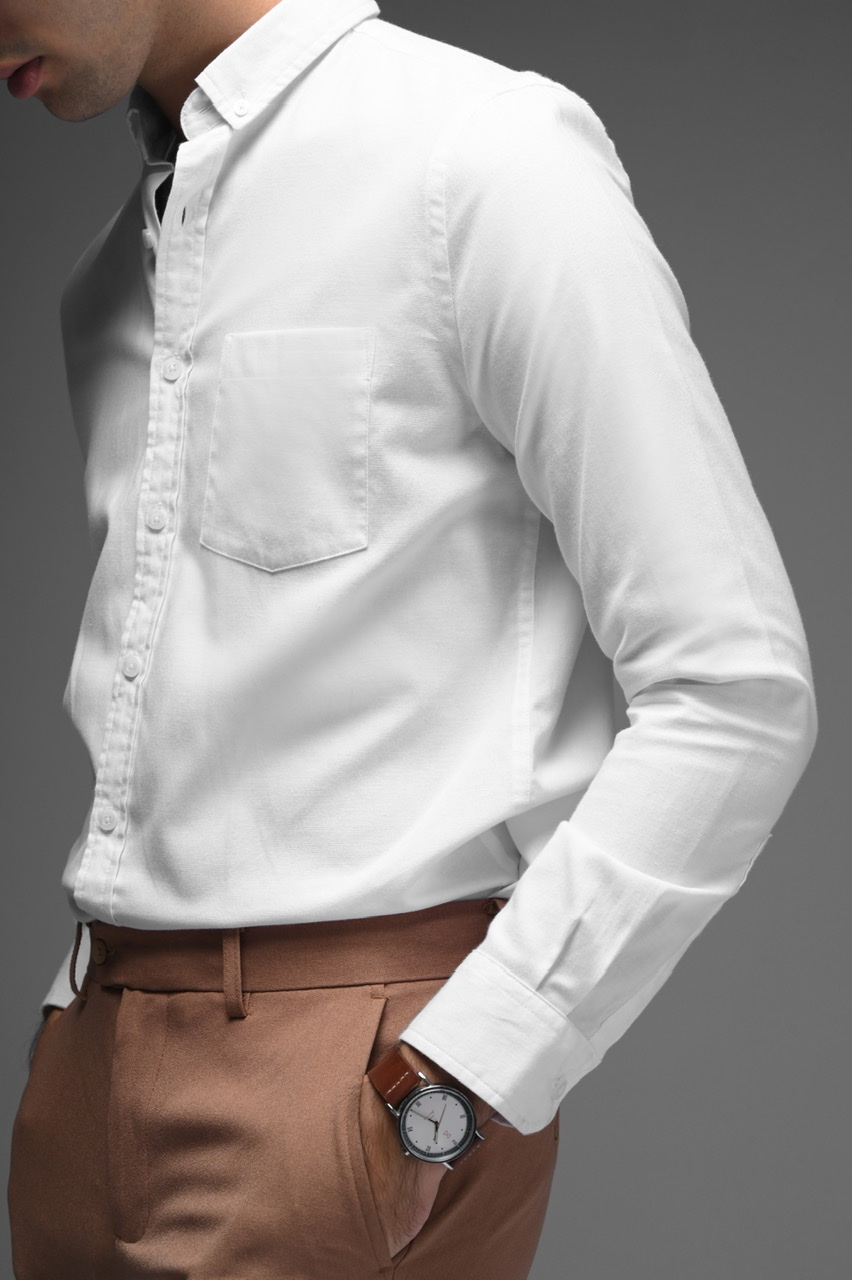 EXETER WHITE BUTTON LONG SLEEVE SHIRT WHITE