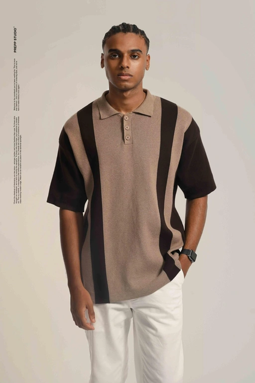 Image of PLFT96-POLO STRIPE SENSE 2 STRIPE DARK BROWN