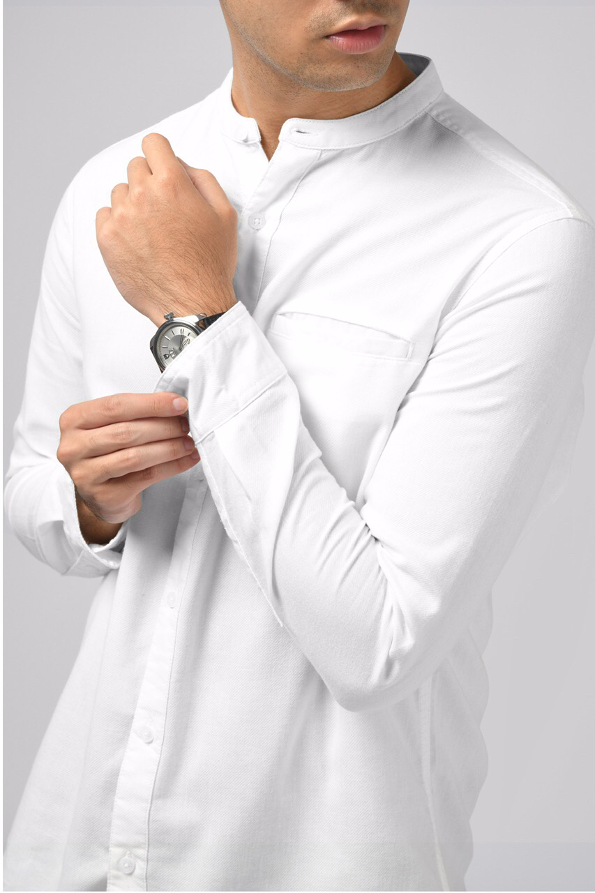 PSBC17-KALPEN COLLARLESS SHIRT WHITE
