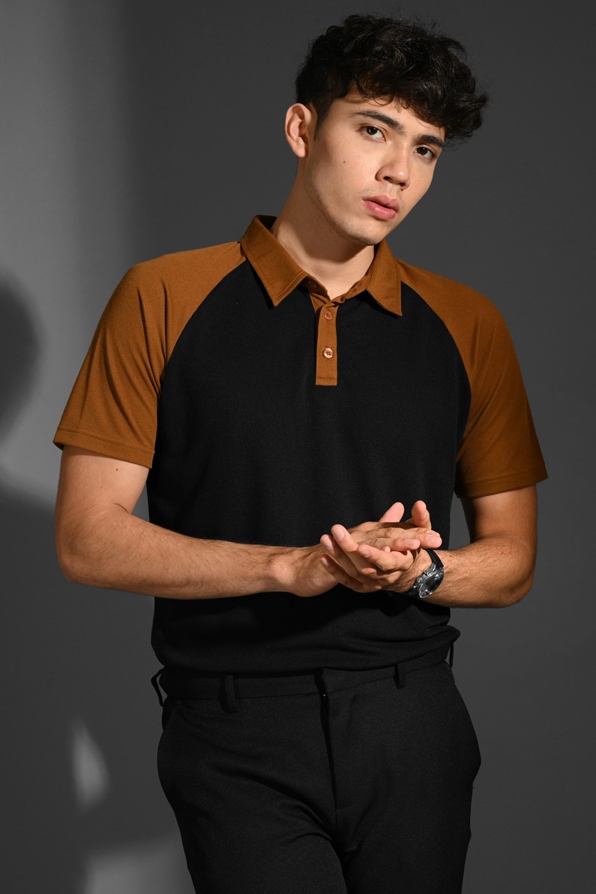 EAZYDRY POLO RAGLAN BLACK BROWN