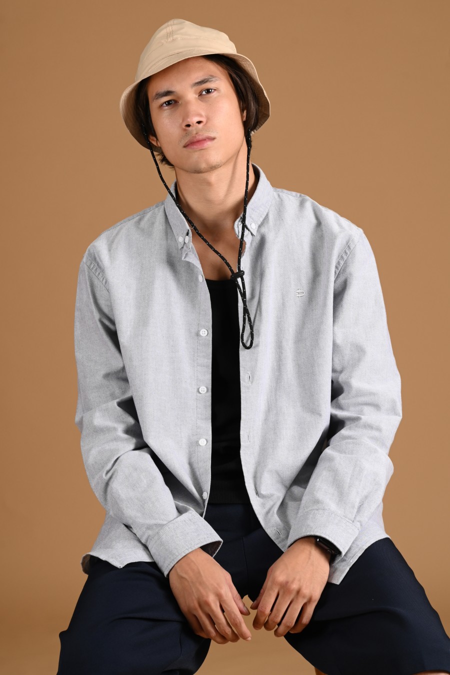 SIGNATURE OXFORD LONG SLEEVE SHIRT GREY