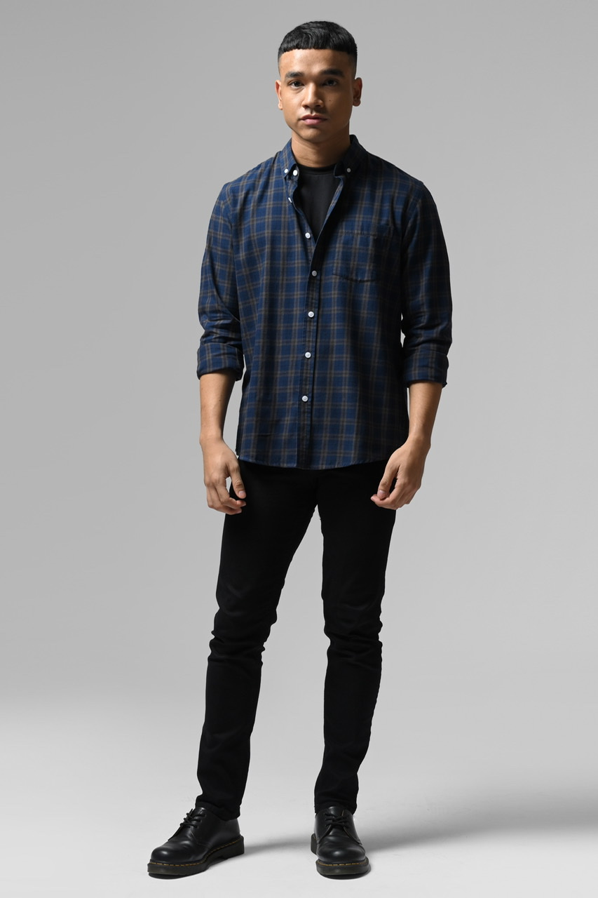 ULTIMATE FLANNEL DARK BLUE WITH BROWN