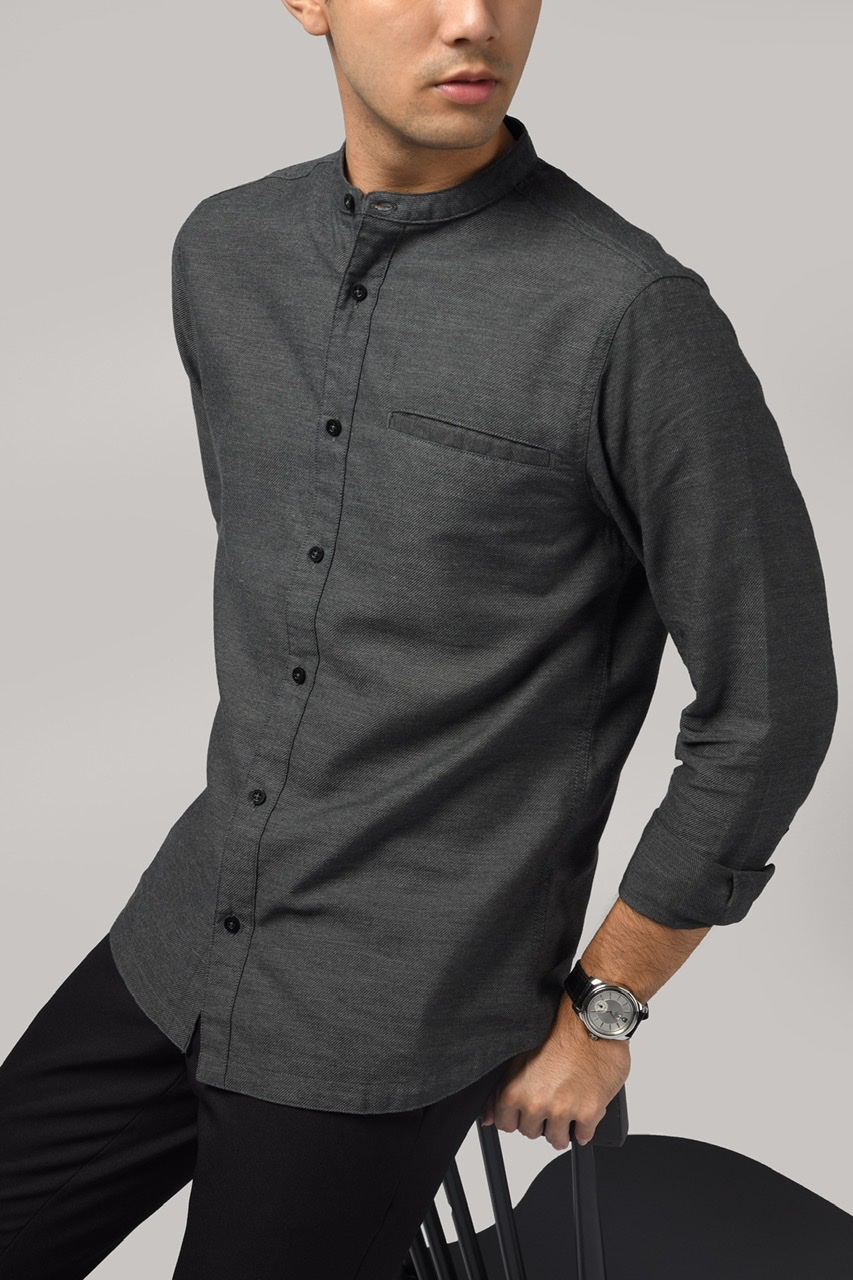KALPEN COLLARLESS SHIRT BLACK