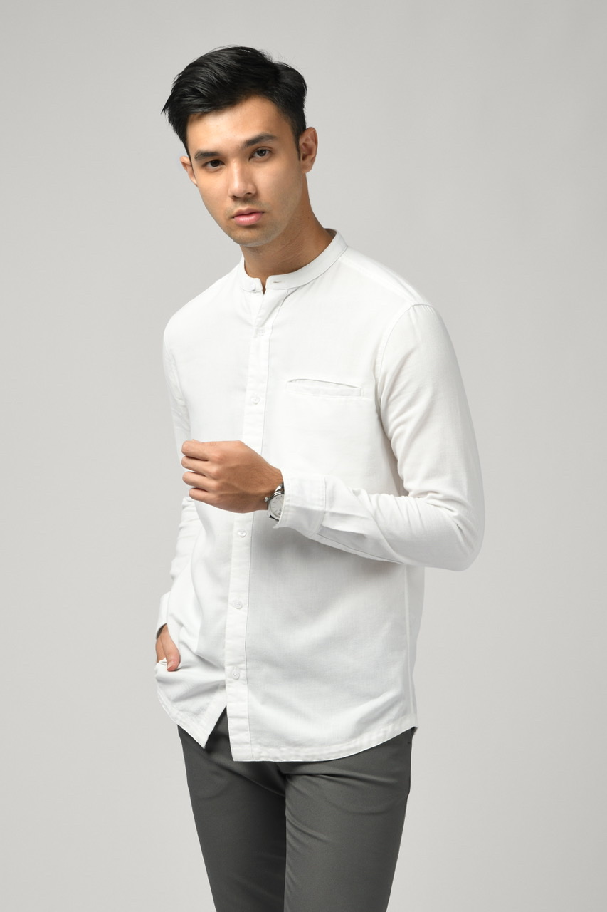 PSBC17-KALPEN COLLARLESS SHIRT WHITE