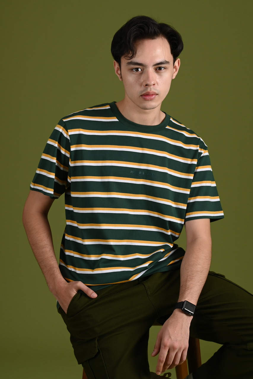 STRIPE TEES WORDING GREEN