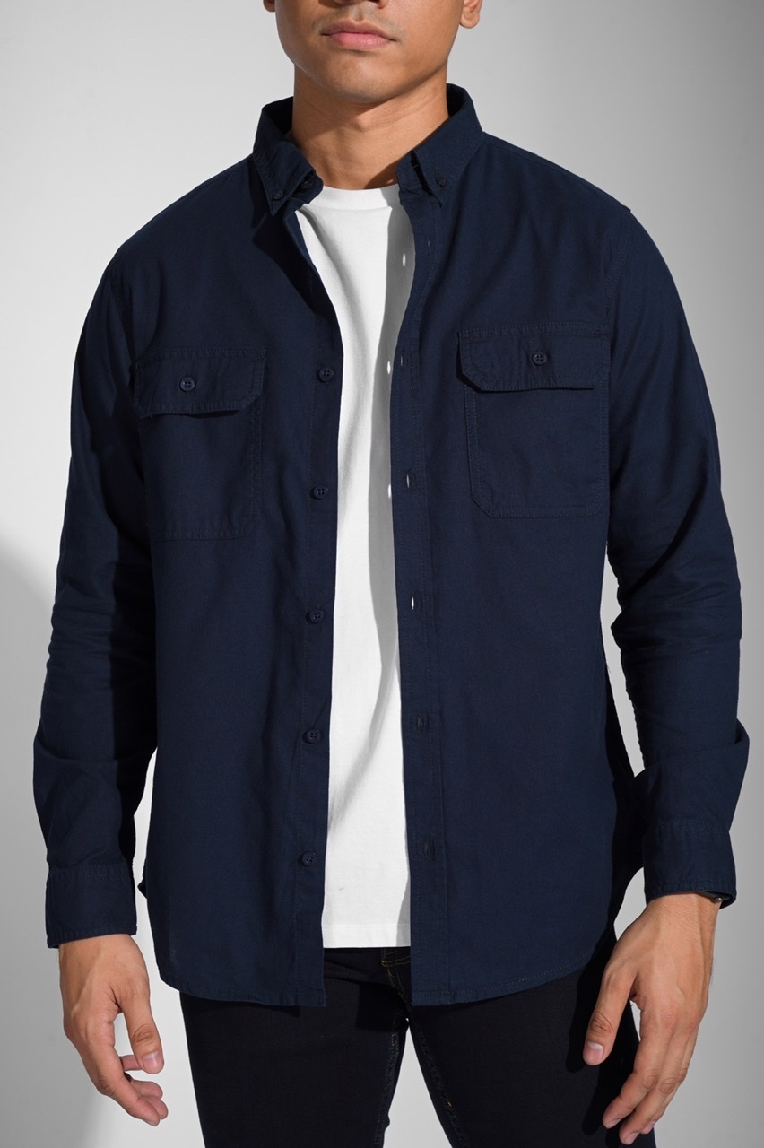 ULTIMATE LINEN LOOK WORKSHIRT NAVY