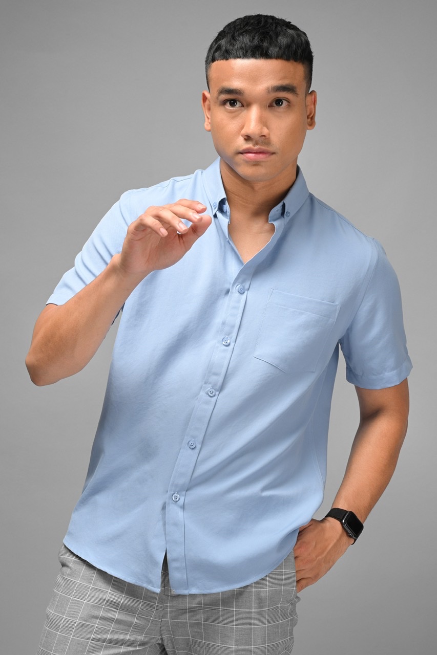PALTON EXETRE SHORT SLEEVE SHIRT FADED BLUE