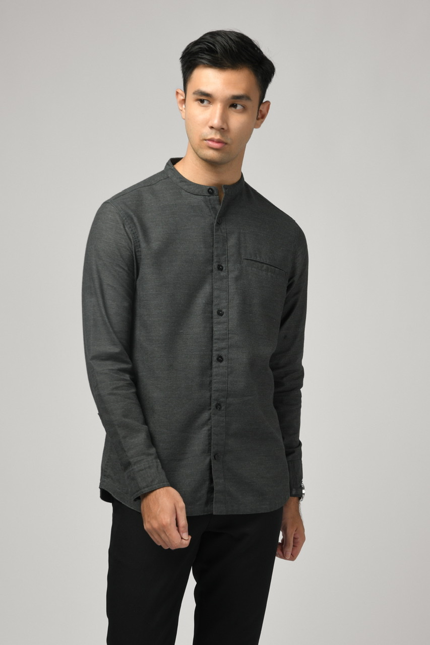 KALPEN COLLARLESS SHIRT BLACK