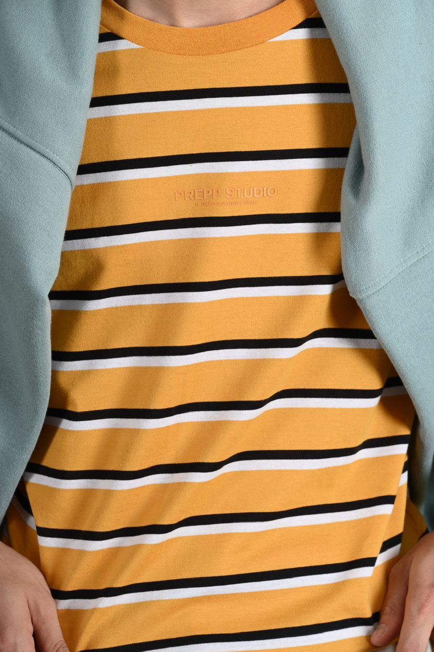 STRIPE TEES WORDING YELLOW