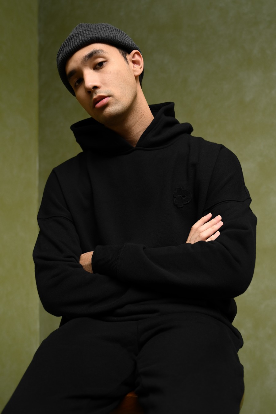 PODH02-PREPP OVERSIZED HOODIE SIGNATURE PATCH BLACK
