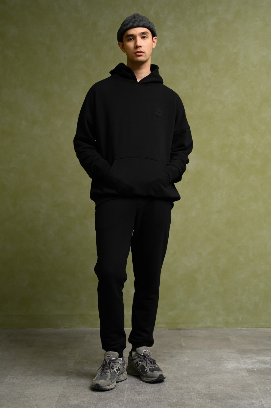 PODH02-PREPP OVERSIZED HOODIE SIGNATURE PATCH BLACK