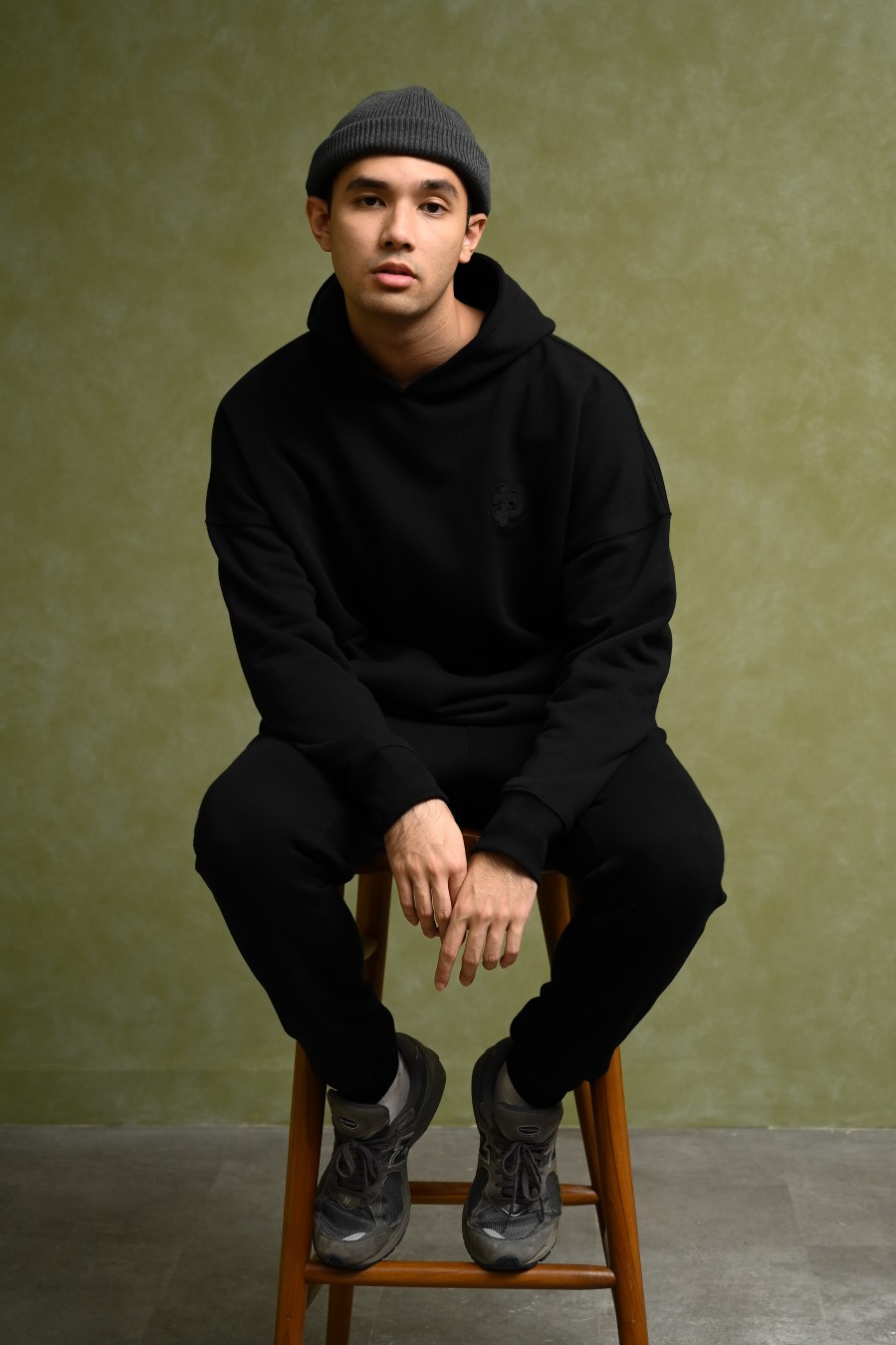 PODH02-PREPP OVERSIZED HOODIE SIGNATURE PATCH BLACK