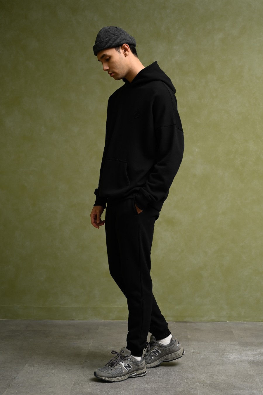 PODH02-PREPP OVERSIZED HOODIE SIGNATURE PATCH BLACK