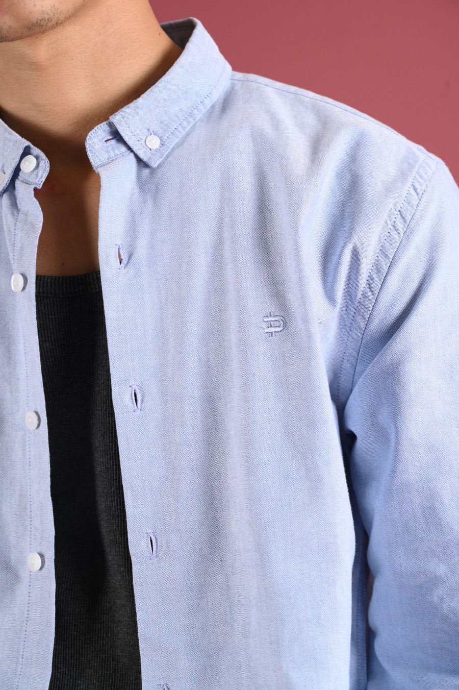 PSDB04-SIGNATURE OXFORD LONG SLEEVE SHIRT BLUE