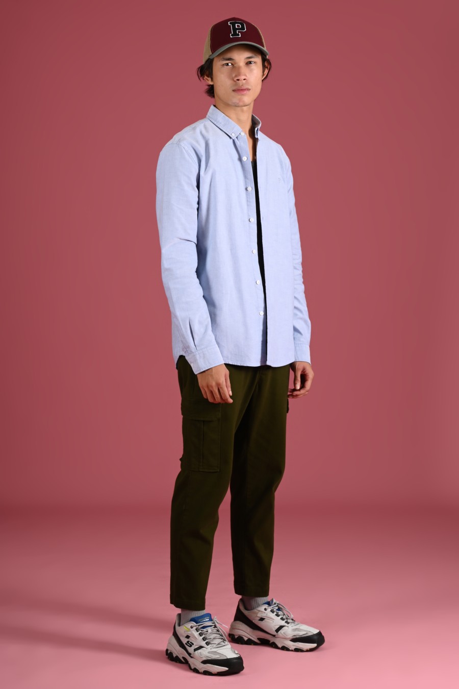 PSDB04-SIGNATURE OXFORD LONG SLEEVE SHIRT BLUE