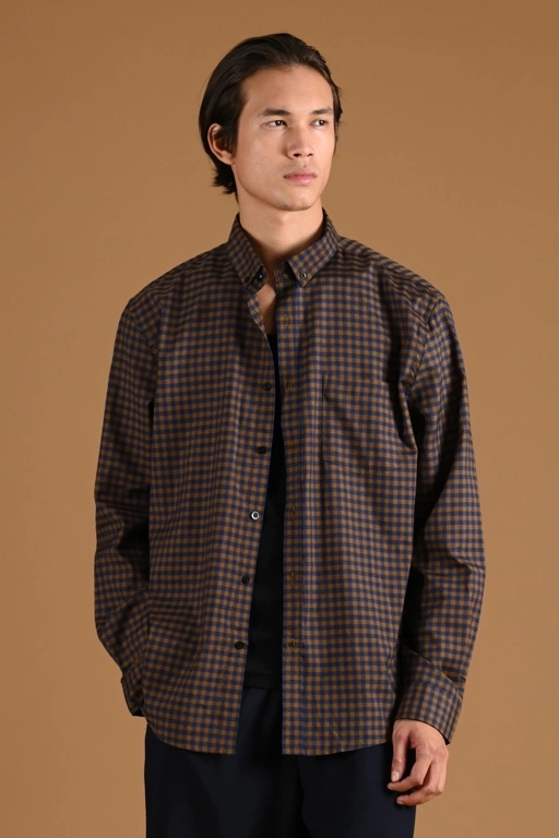 Image of PSCQ05-GINGHAM LONG SLEEVE SHIRT PREPP SCOOTER EDITION BROWN