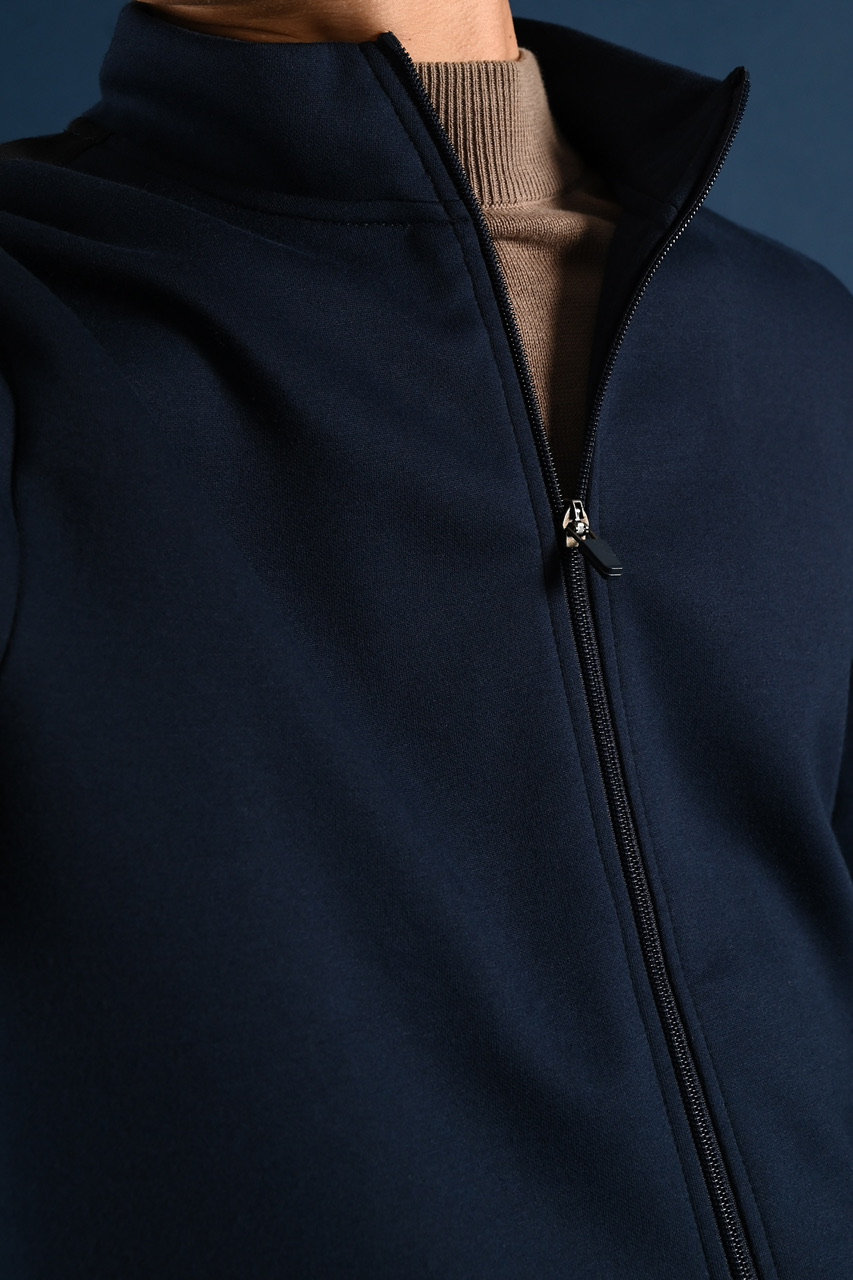 TWEED TRACKTOP NAVY STRIPE BLACK