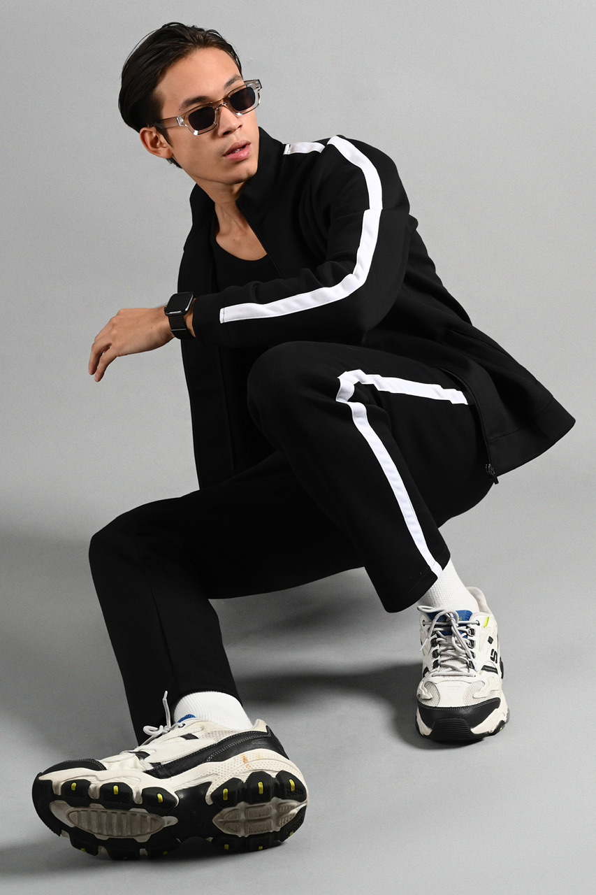 TWEED TRACKTOP BLACK STRIPE WHITE