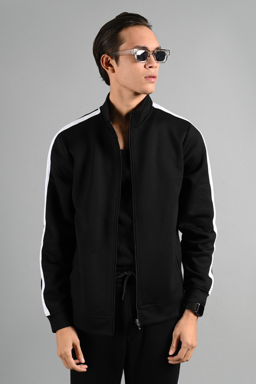 TWEED TRACKTOP BLACK STRIPE WHITE