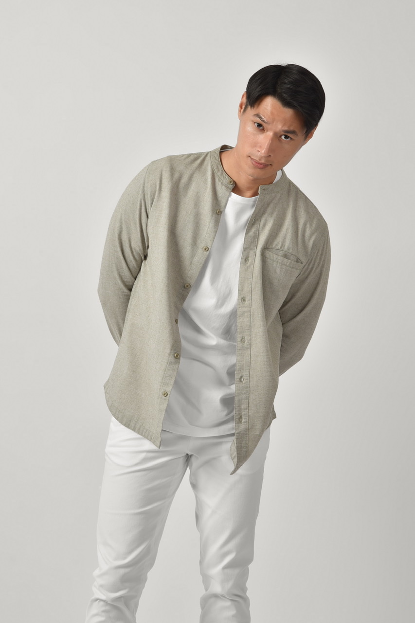 KALPEN COLLARLESS SHIRT OLIVE