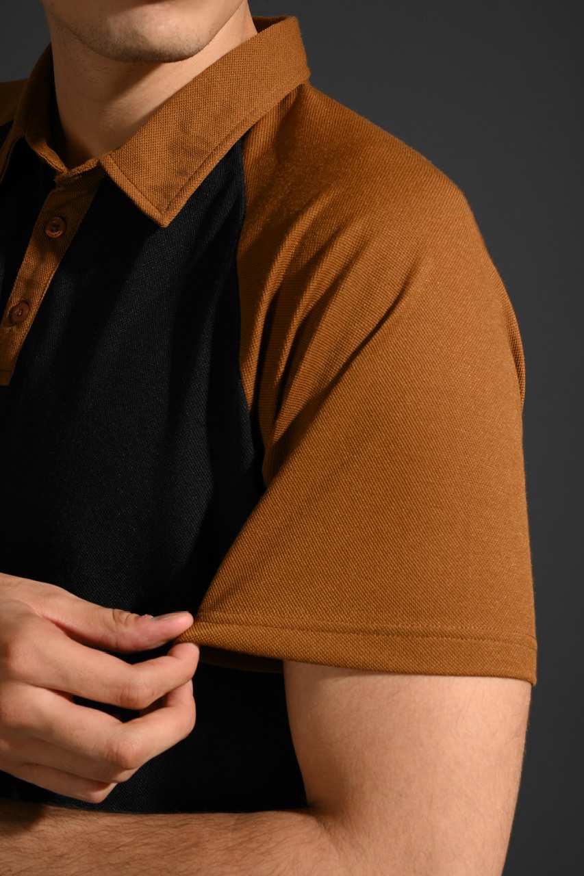 EAZYDRY POLO RAGLAN BLACK BROWN