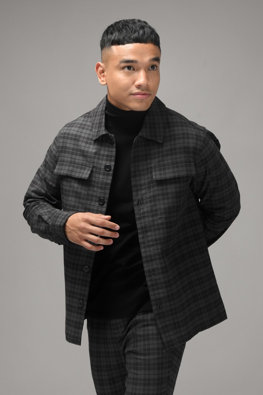 ROYAL TARTAN JACKET GREY ON BLACK