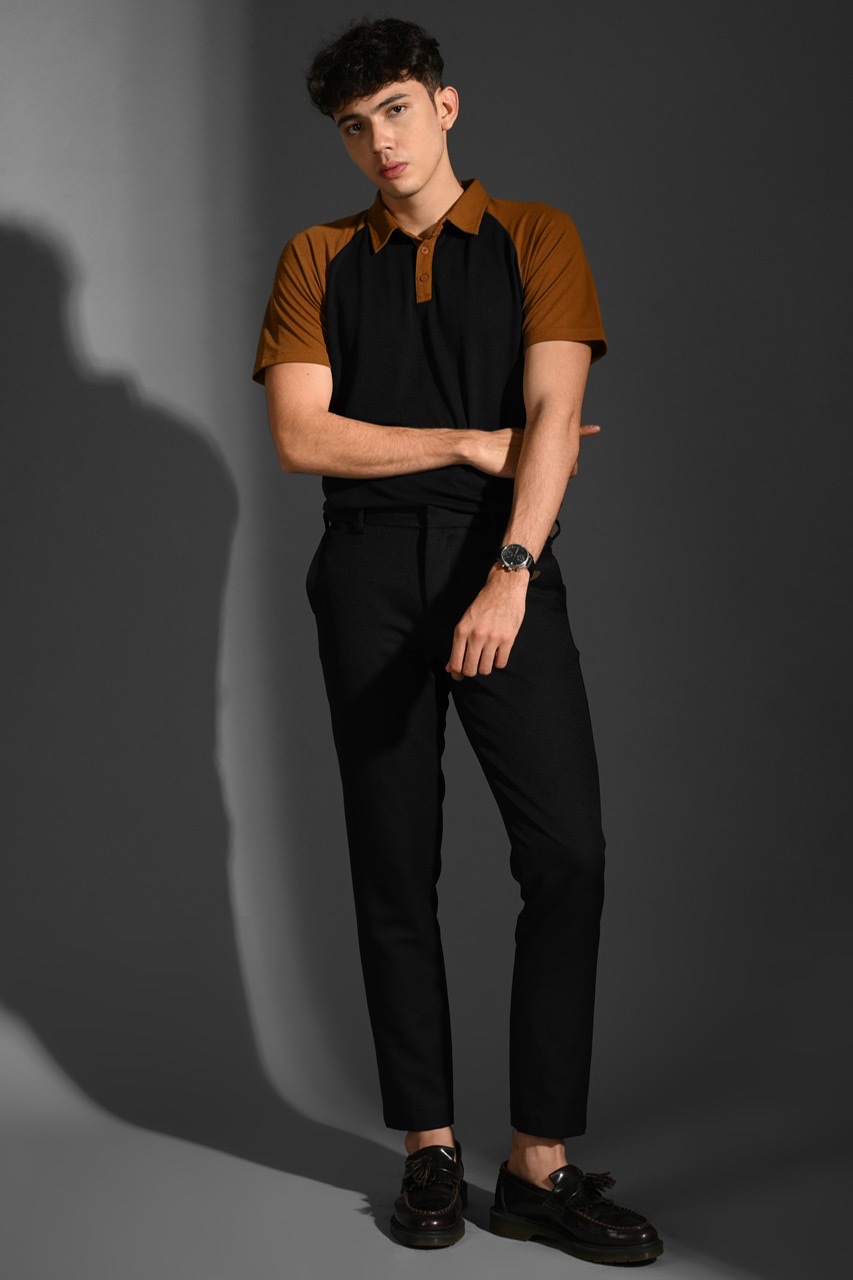 EAZYDRY POLO RAGLAN BLACK BROWN