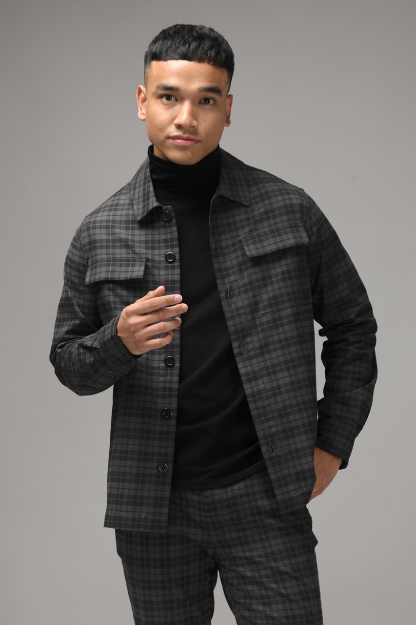 ROYAL TARTAN JACKET GREY ON BLACK